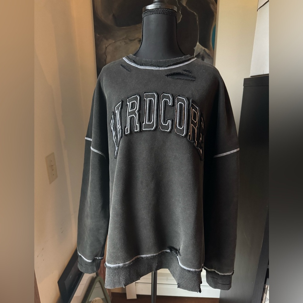 HARDCORE distressed crewneck sweater
